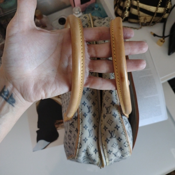 SOLD 💔 Louis Vuitton Mini Lin Marie Navy Monogram Speedy Deauville Boston Bag - Picture 14 of 15